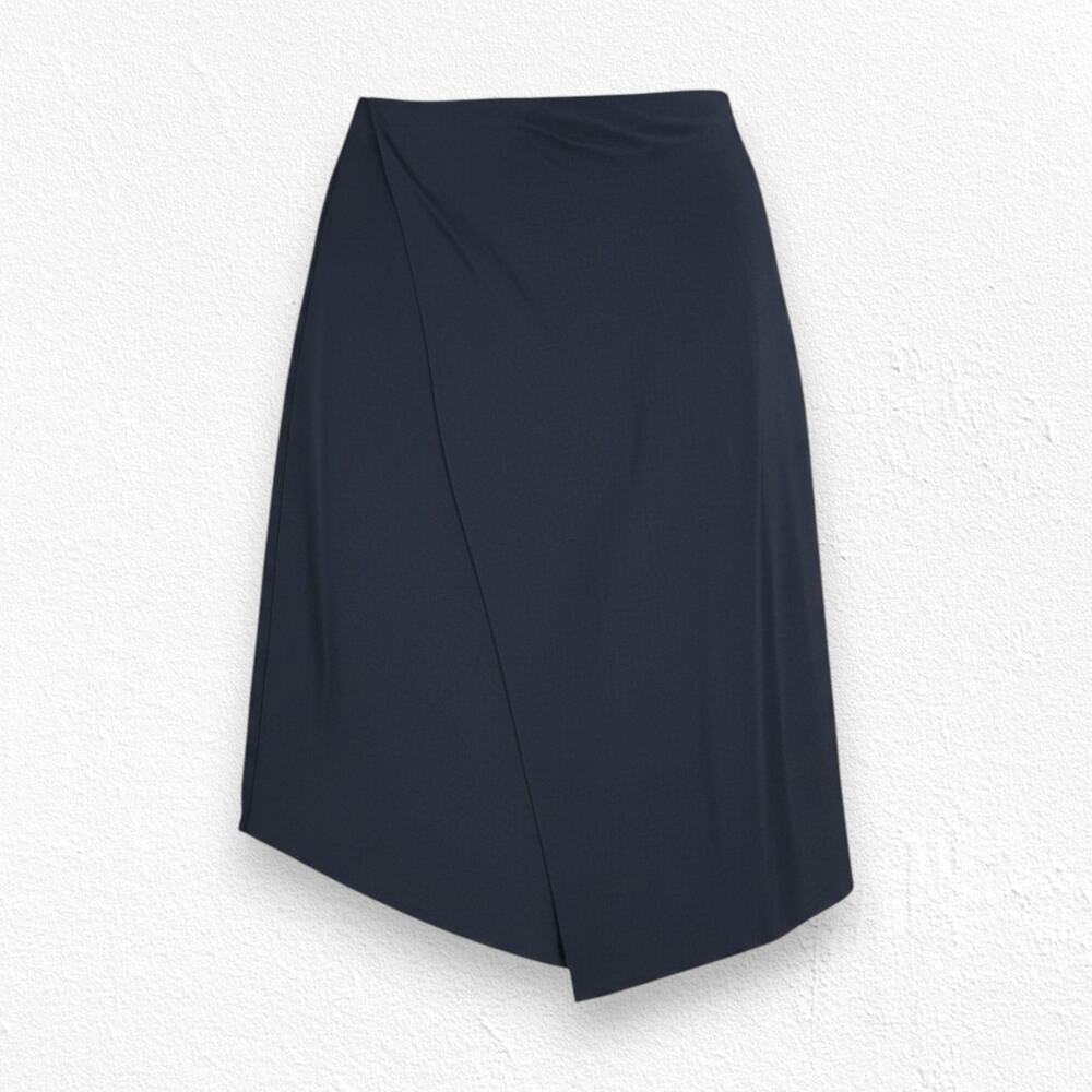 Vince Black Asymmetric Midi Drape Office Minimalist Wrap Chic Skirt Size 2 NWT